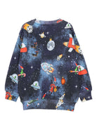 Felpa per bambino Molo blu con stampa spaziale 1W25J201 9414 MOLO 