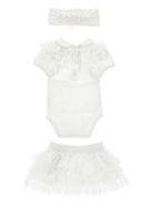 Set tutina gonna e fascia per neonata Monnalisa bianco con dettaglio a cuore 35G502 7000 0001 MONNALISA KIDS 