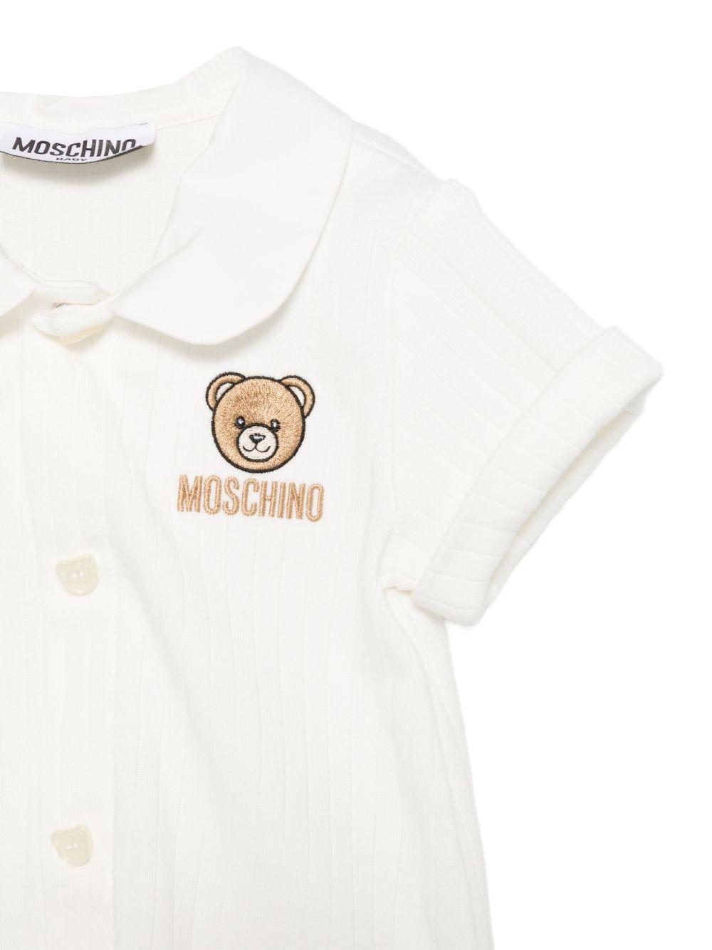 Tutina per neonati Moschino Kids bianca con applicazione Teddy Bear MUY08YLAA55 10063 MOSCHINO KIDS 