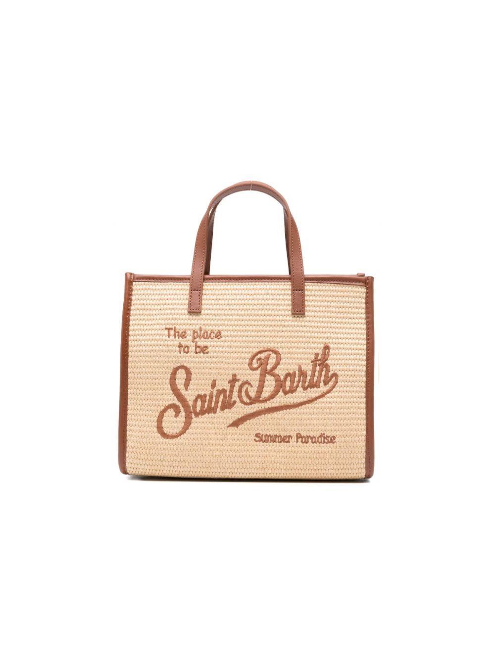Borsa Vivian MC2 Saint Barth beige con logo ricamato sul davanti VVID001 00368L MC2 ST. BARTH KIDS 