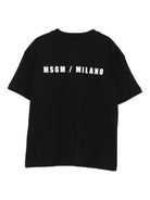 T-shirt per bambino MSGM Kids nera con stampa logo F5MSJBTH224 110 MSGM KIDS 