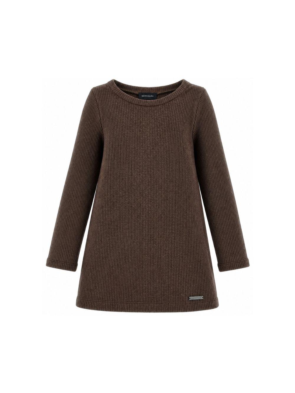 Abito per bambina Monnalisa Kids marrone a coste a maniche lunghe 41H903 8214 0006 MONNALISA KIDS 
