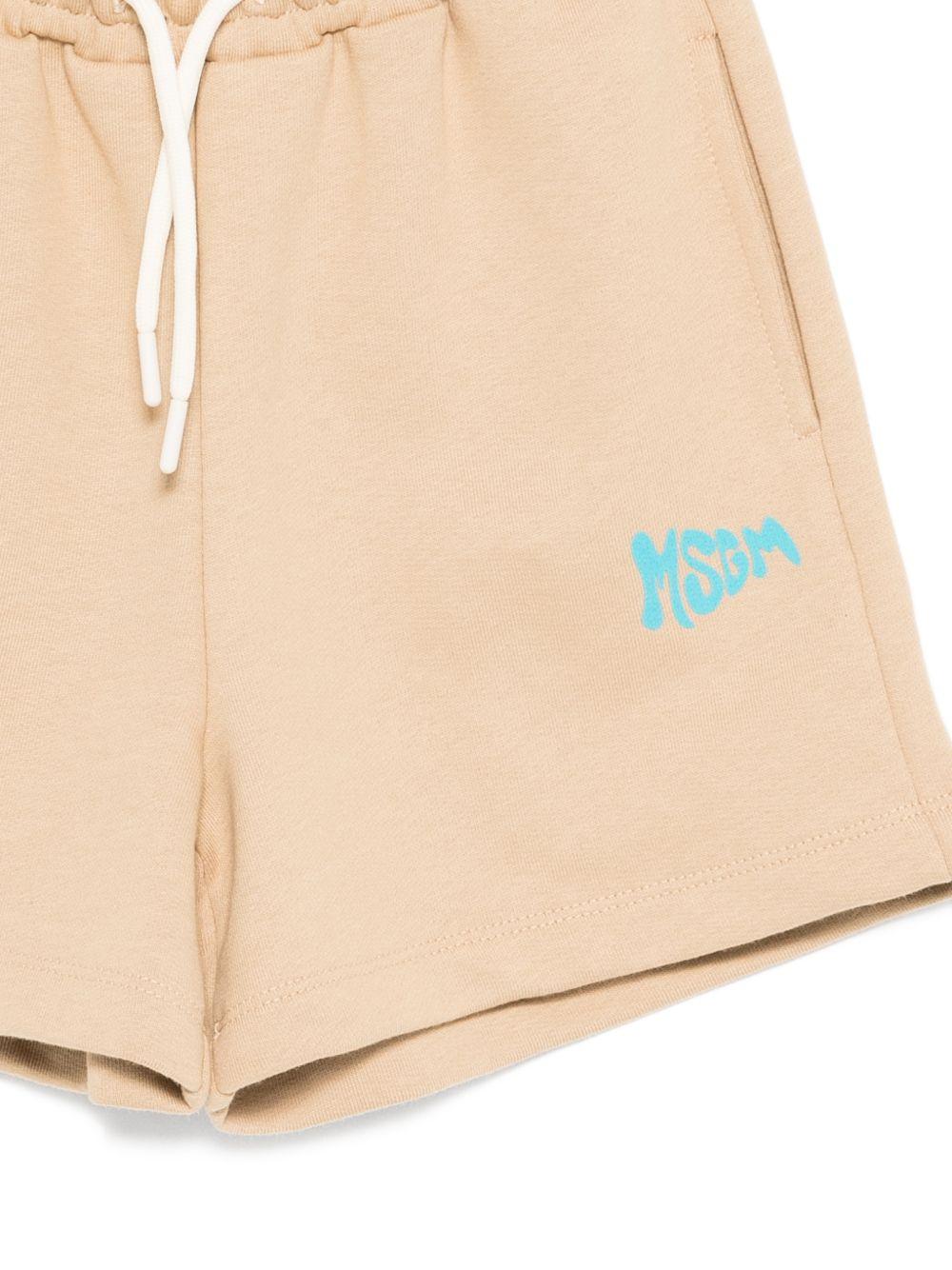 Shorts per bambino MSGM Kids beige con dettaglio logo sulla gamba S6MSJUBE221 178 MSGM KIDS 