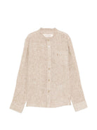 Camicia per bambino Trussardi Junior beige con ricamo logo sul davanti TBP26140CA BROWN INC. TRUSSARDI KIDS 