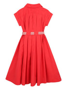 Chemisier per bambina Lanvin Enfant rosso con cintura N30345 998 LANVIN KIDS 