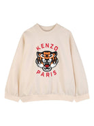 Felpa per bambino Kenzo Kids beige con dettaglio logo sul davanti K61798 208 KENZO KIDS 