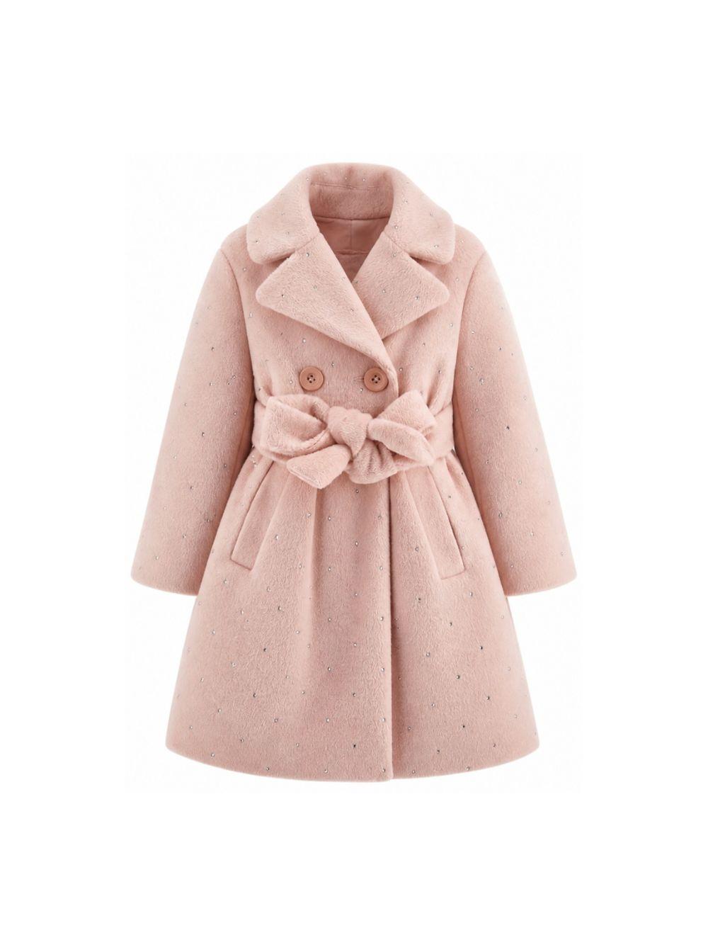 Cappotto per bambina Monnalisa Kids rosa con decorazione con strass 17H111 8036 094F MONNALISA KIDS 