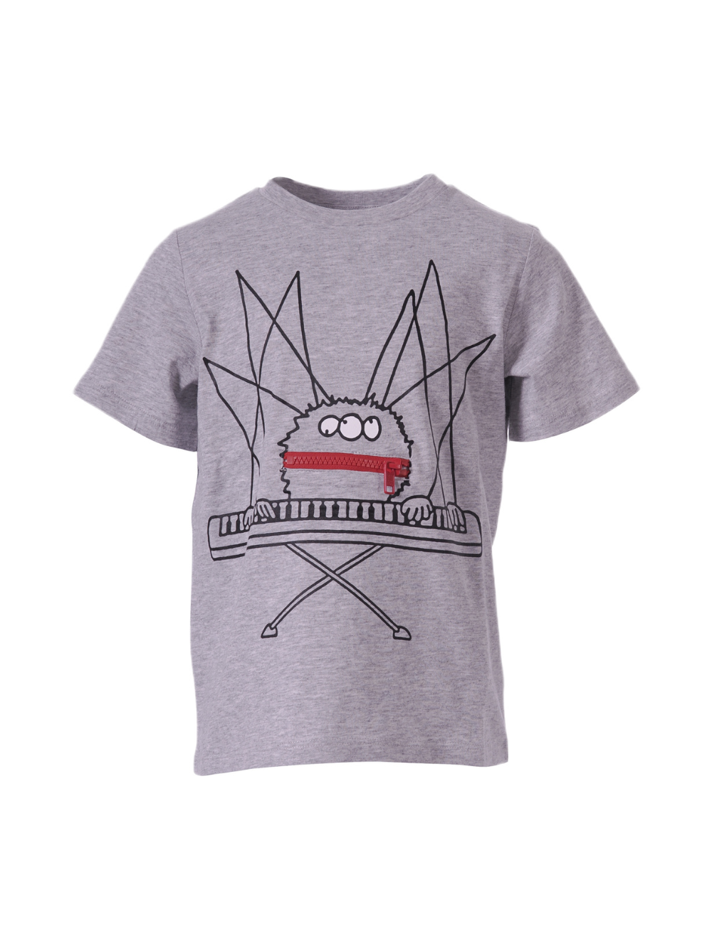 T-shirt per bambino Stella McCartney Kids grigia con stampa grafica sul davanti TY8P01 Z0434 807 STELLA McCARTNEY KIDS 