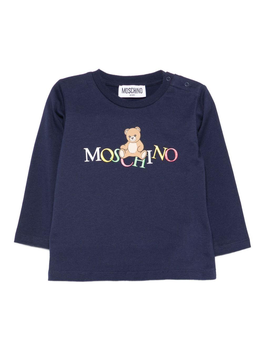 T-shirt per neonato Moschino Kids blu con motivo Teddy MWO00RLAA10 40016 MOSCHINO KIDS 