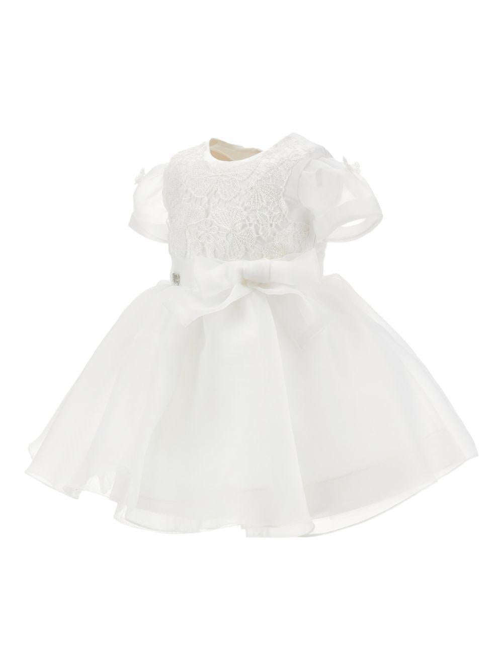 Abito per neonata Monnalisa bianco con dettaglio con fiocco 73G902 7112 0001 MONNALISA KIDS 