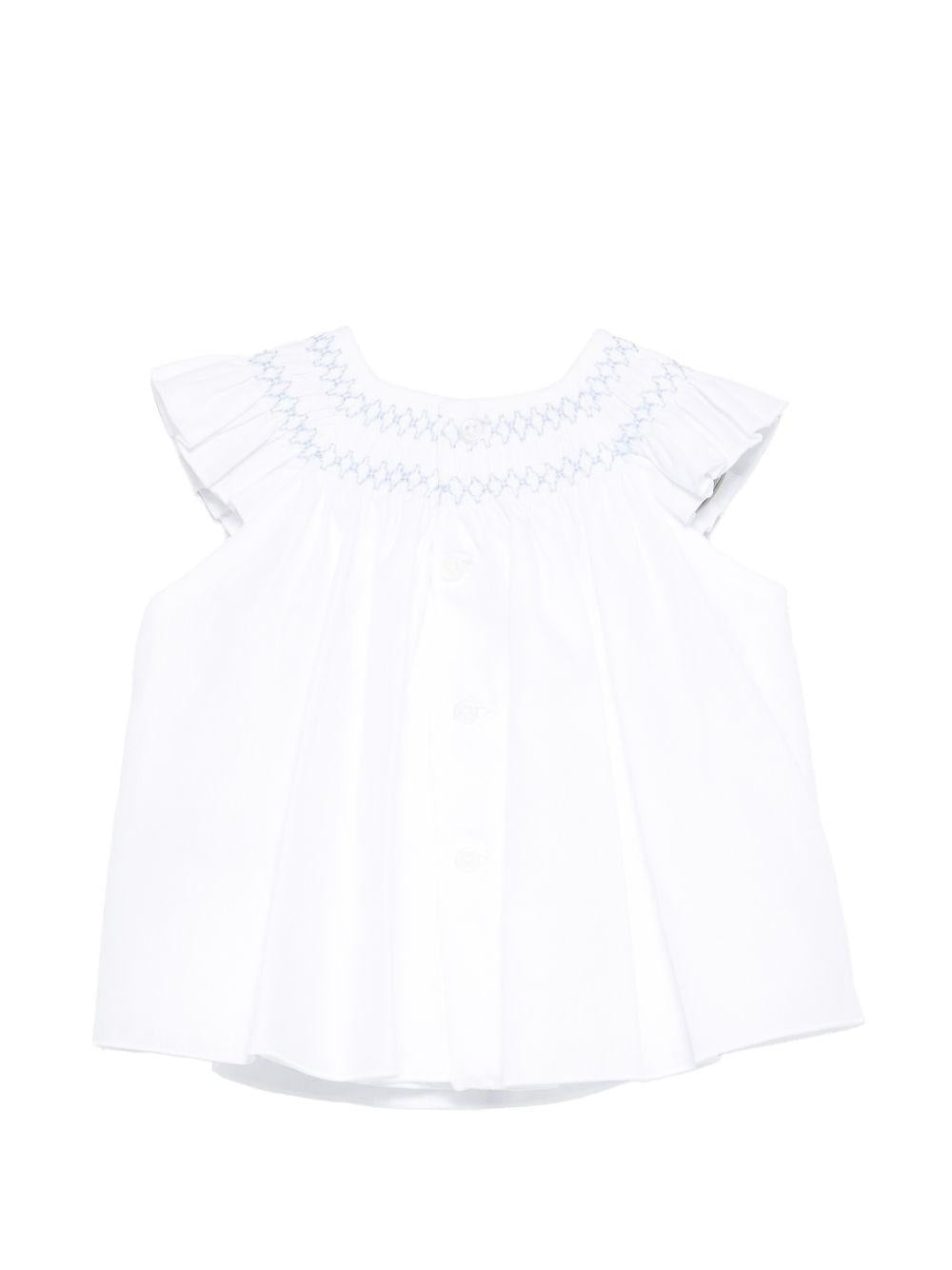 Abito per neonata Paz Rodriguez bianco con dettaglio con punto smock 127-153423 01801 PaZ RODRIGUEZ KIDS 