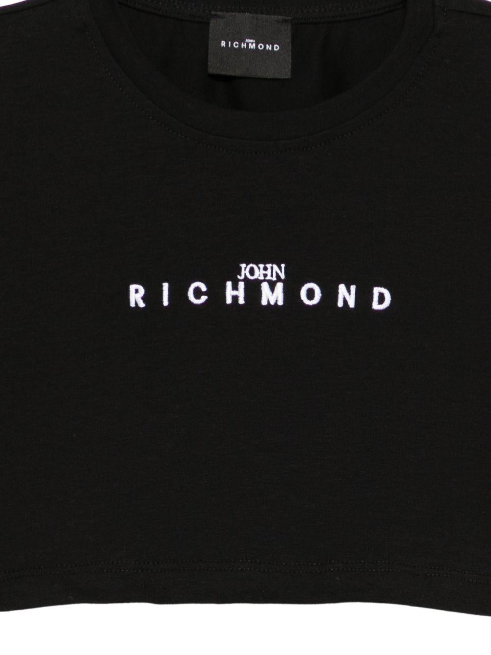 T-shirt per bambina John Richmond Junior nera modello crop RGP26123TS BLACK JOHN RICHMOND KIDS 