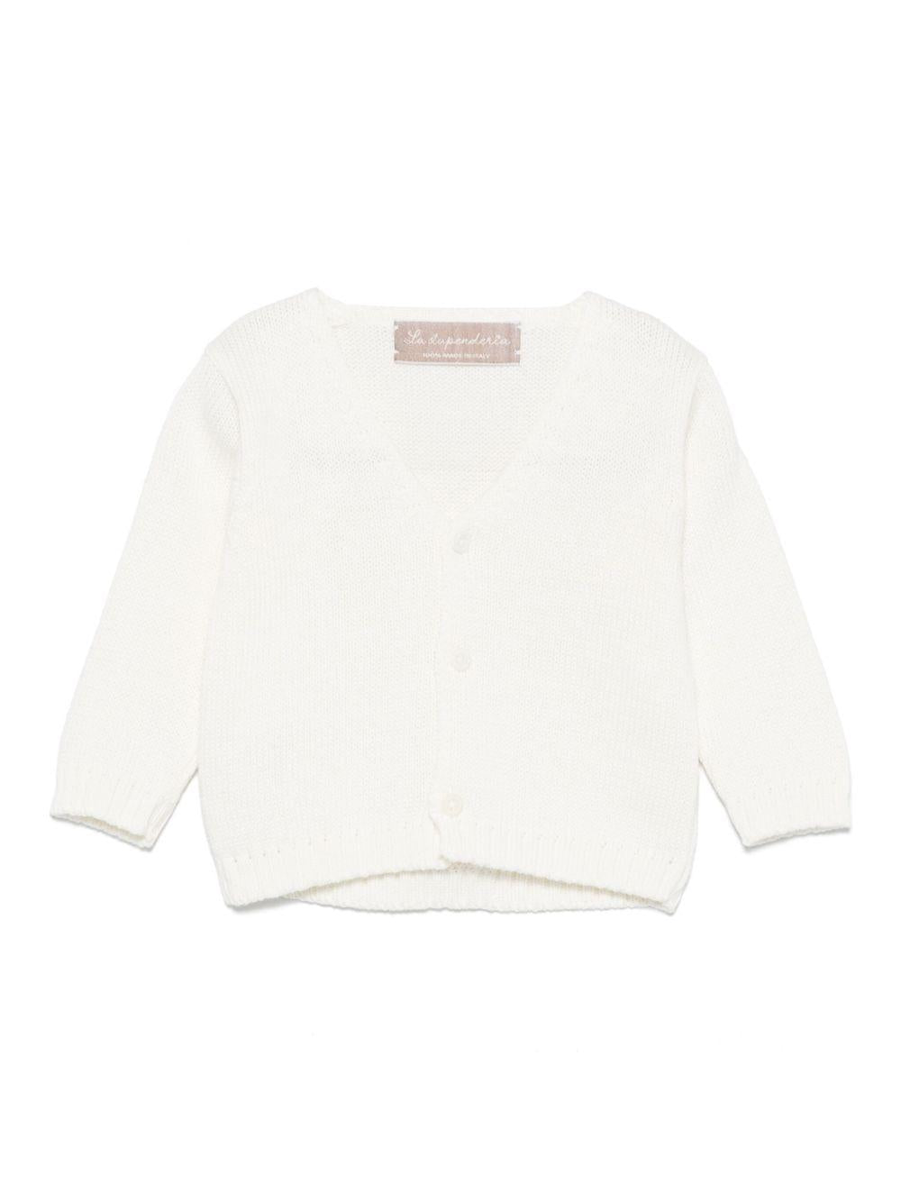 Cardigan per neonata La Stupenderia bianco in cotone con orlo e polsini a coste SCRO53 802 LA STUPENDERIA KIDS 