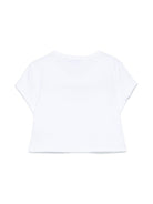 T-shirt per bambina MSGM Kids bianco in jersey elasticizzato con ricamo con logo frontale S5MSJGTH082 001 MSGM KIDS 