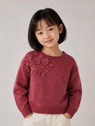 Maglione per bambina Monnalisa Kids rosa con ricamo fiori all'uncinetto sul davanti 17H602 8062 0098 MONNALISA KIDS 