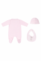 Set tre pezzi per neonata Fendi Kids rosa con logo Fendi sul davanti BUK154 ST8 F0C11 FENDI KIDS 
