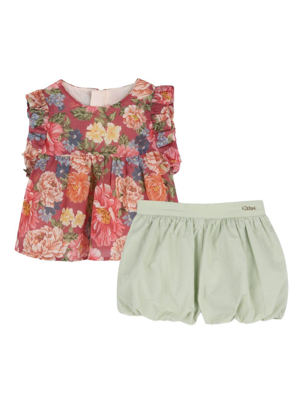 Completo per neonata Chloé Kids multicolore con stampa a fiori C20898 46Y CHLOE' KIDS 