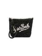 Pouch in rafia MC2 Saint Barth nero con ricamo logo RAFP001 09036L MC2 ST. BARTH KIDS 