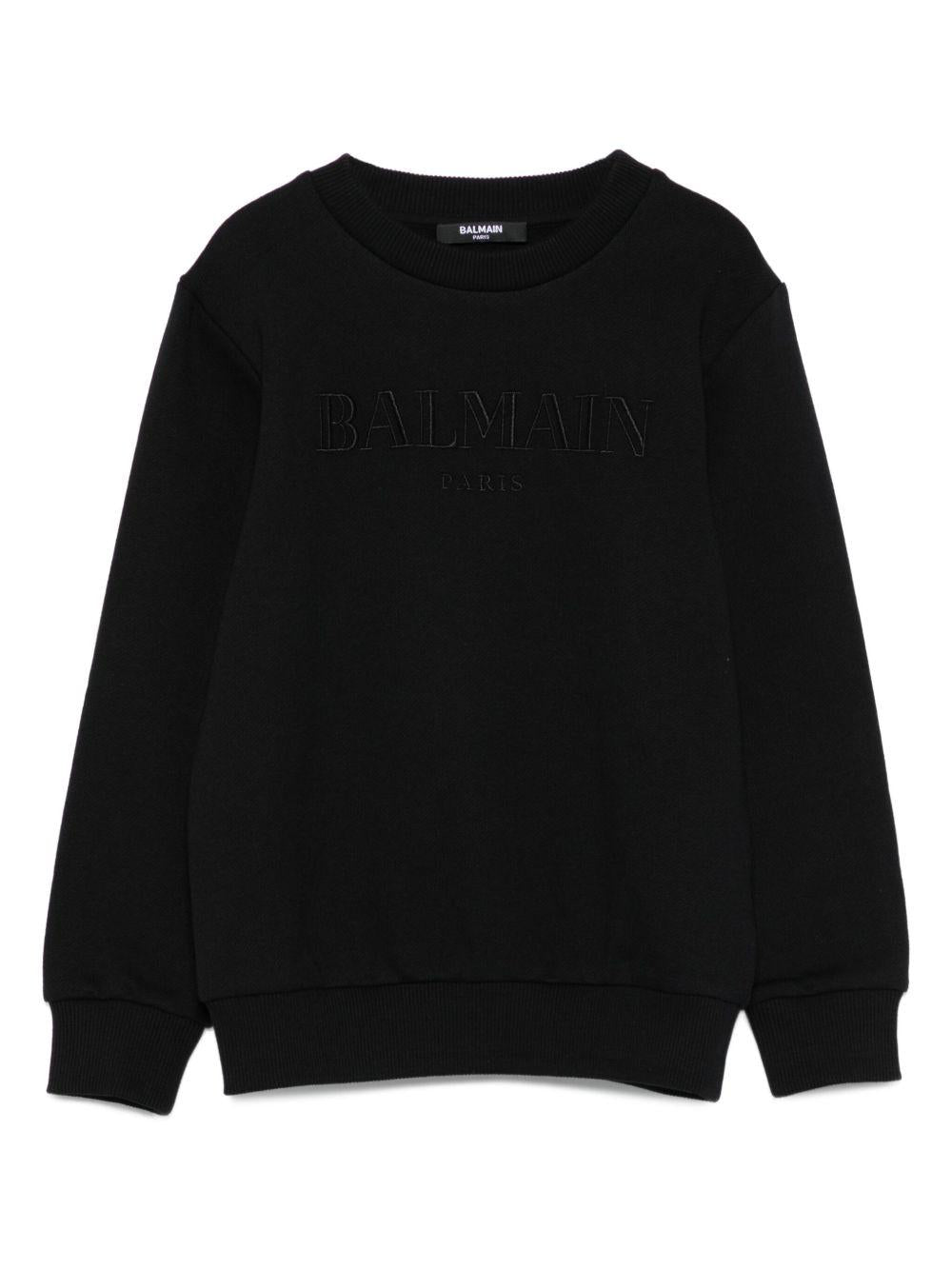 Felpa per bambino Balmain Kids nero con logo ricamato BX4Q50 Z3183 930NE BALMAIN KIDS 