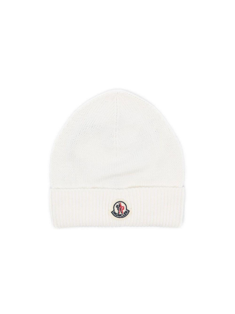 Cappello per neonati Moncler Enfant bianco con ricamo logo L19513B00006M2861 002 MONCLER KIDS 