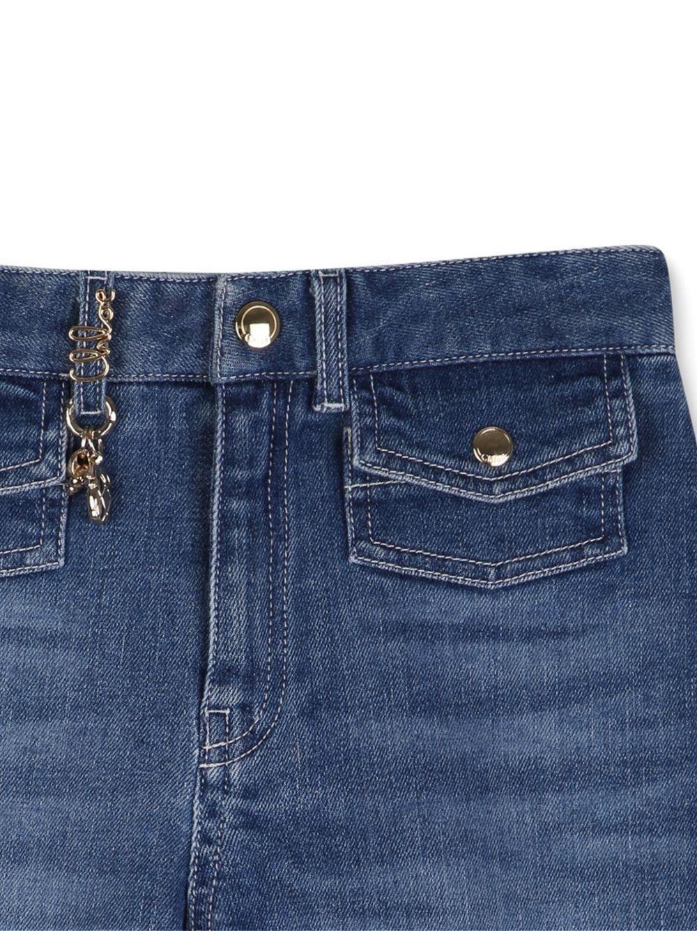Shorts per bambina Chloé Kids denim con chiusura con bottoni sul davanti C20850 Z13 CHLOE' KIDS 