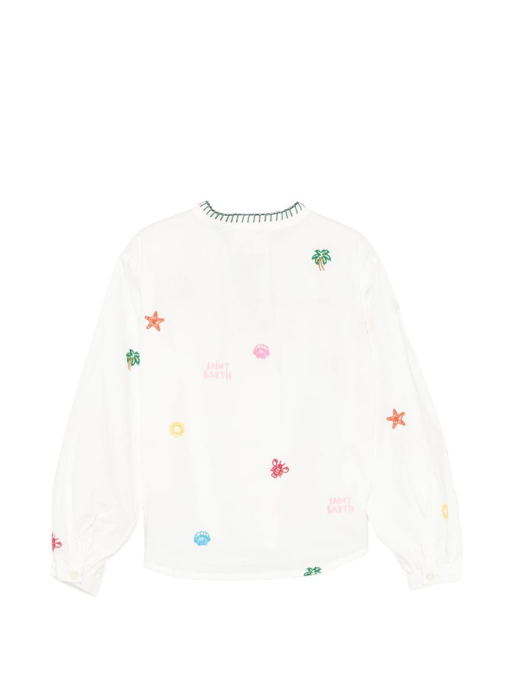 Blusa per bambina MC2 Saint Barth Kids bianca con ricami a tema marino LIO0002 00429L MC2 ST. BARTH KIDS 