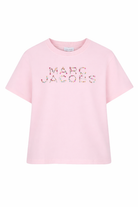 T-shirt per bambina The Marc Jacobs Kids rosa con stampa logo W60746 475 THE MARC JACOBS KIDS 