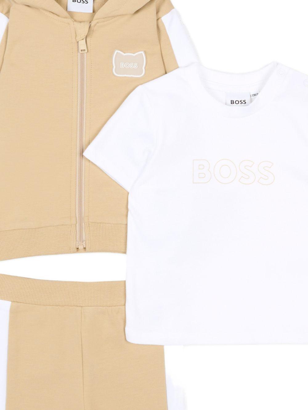 Tuta sportiva per neonato Boss Kids beige con motivo a righe J53051 249 BOSS KIDS 