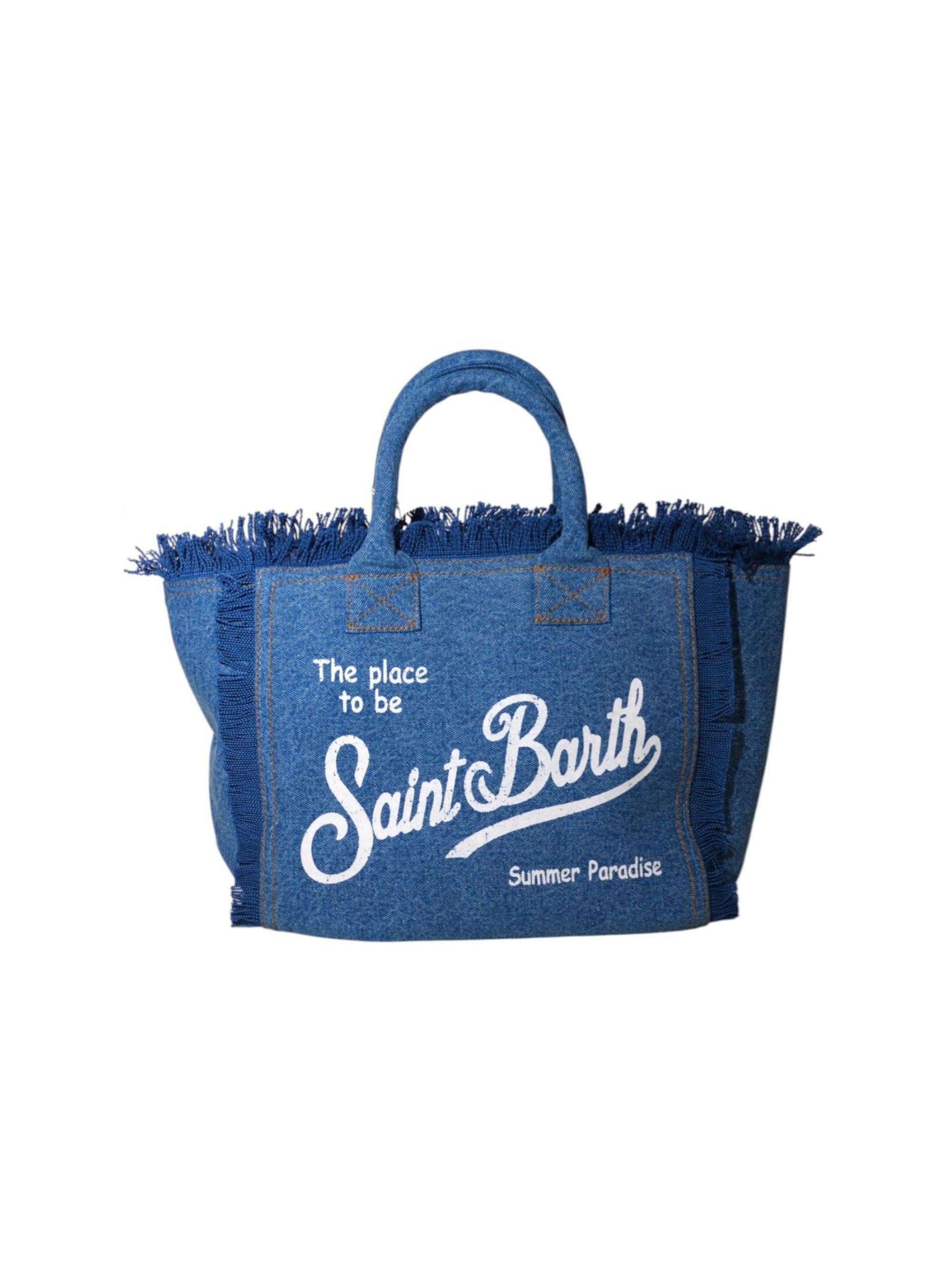 Borsa Colette MC2 Saint Barth denim con dettaglio frange COL0001 00009L MC2 ST. BARTH KIDS 