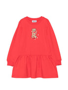 Abito per bambina Moschino Kids rosso con dettaglio Teddy Bear HAV0H7LDA63 50109 MOSCHINO KIDS 