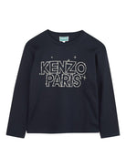 T-shirt per bambino Kenzo Kids blu a maniche lunghe con logo K61436 845 KENZO KIDS 