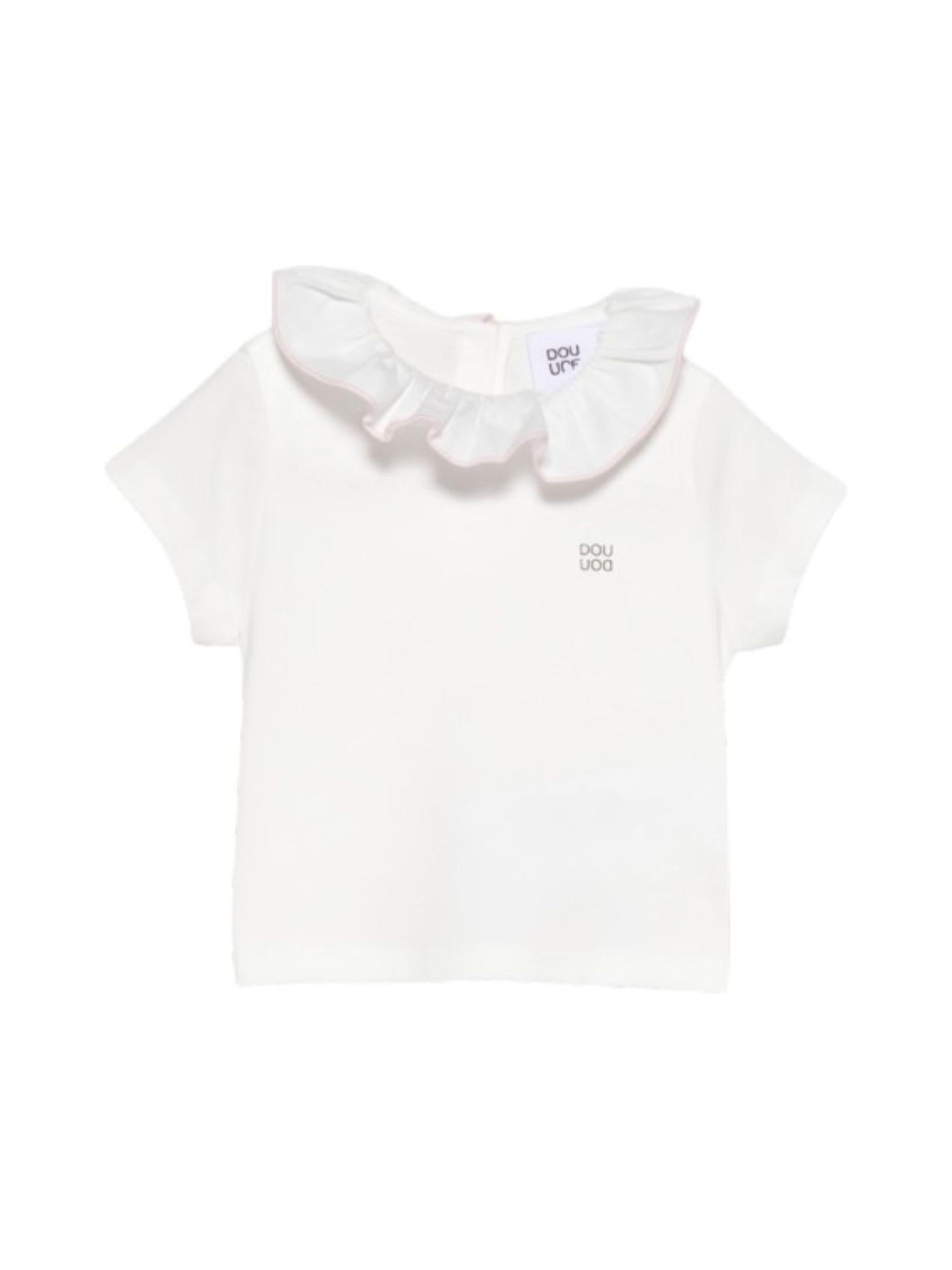 T-shirt per neonata Douuod Kids bianca con ruches DY8011 Z3708 101 DOUUOD 