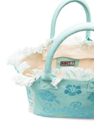 Borsa Vanity MC2 Saint Barth azzurro con motivo floreale glitterato VANI001 09672L MC2 ST. BARTH KIDS 