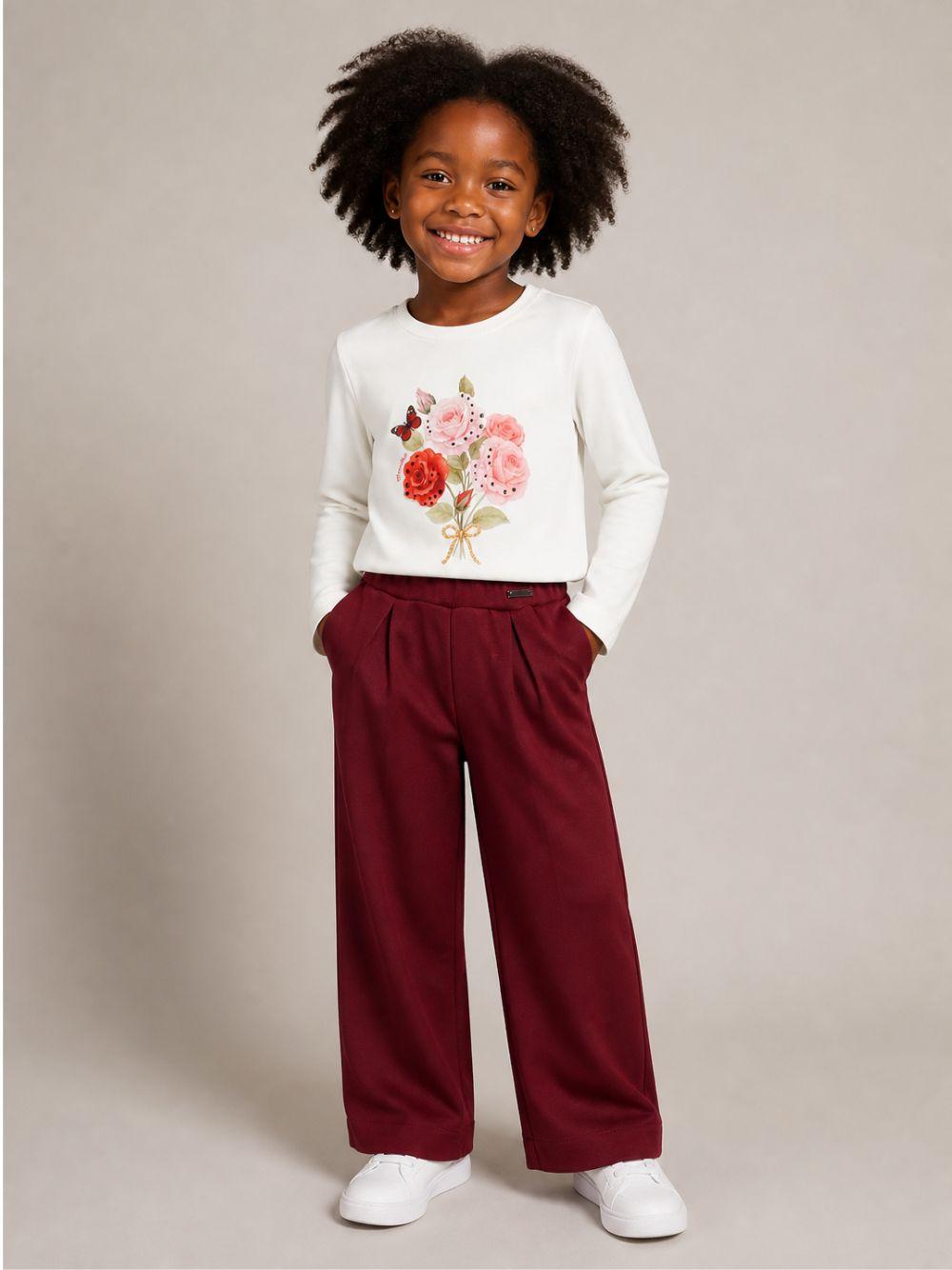 T-shirt per bambina Monnalisa Kids bianca con stampa fiori sul davanti 11H616NP 8201 0001 MONNALISA KIDS 