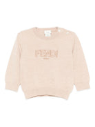 Maglione per neonato Fendi Kids beige con logo ricamato BUG203 AS5P F1P2N FENDI KIDS 