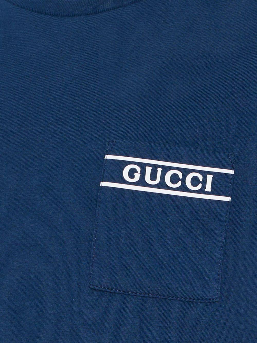 T-shirt per bambino Gucci Kids blu con stampa logo sul petto 849686XJHNU 4087 GUCCI KIDS 
