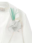 Blazer per bambina Monnalisa bianco con applicazione fiore 71G103 7303 0001 MONNALISA KIDS 