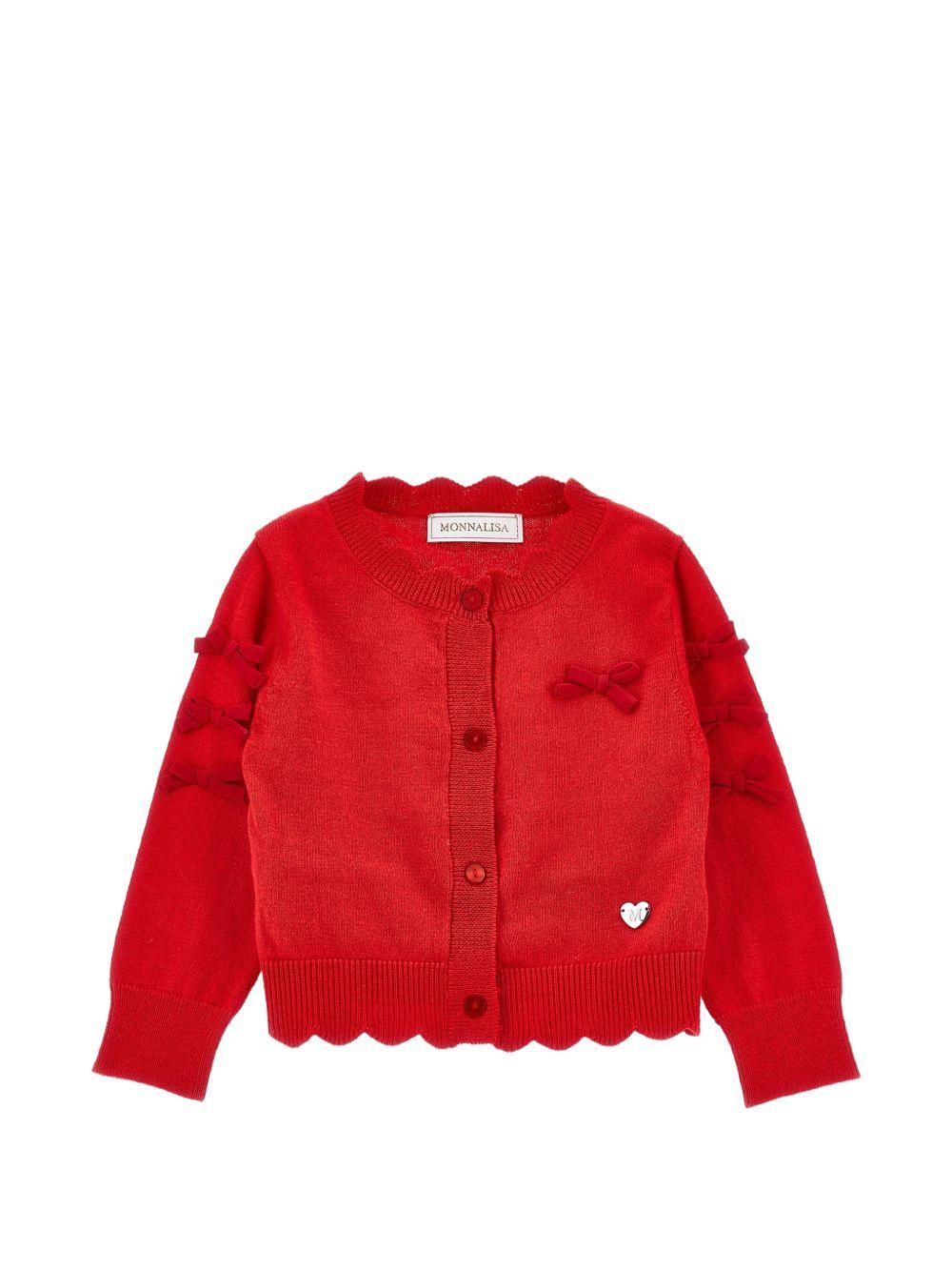 Cardigan per bambina Monnalisa Kids rosso con orlo smerlato 37H800 8060 0043 MONNALISA KIDS 