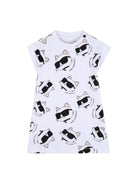Abito per neonata Karl Lagerfield Kids bianca con stampa grafica gatto all-over Z31260 10P KARL LAGERFELD KIDS 