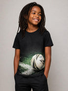 T-shirt per bambino Molo Kids nera con stampa grafica pallone 1W26A203 9943 MOLO KIDS 