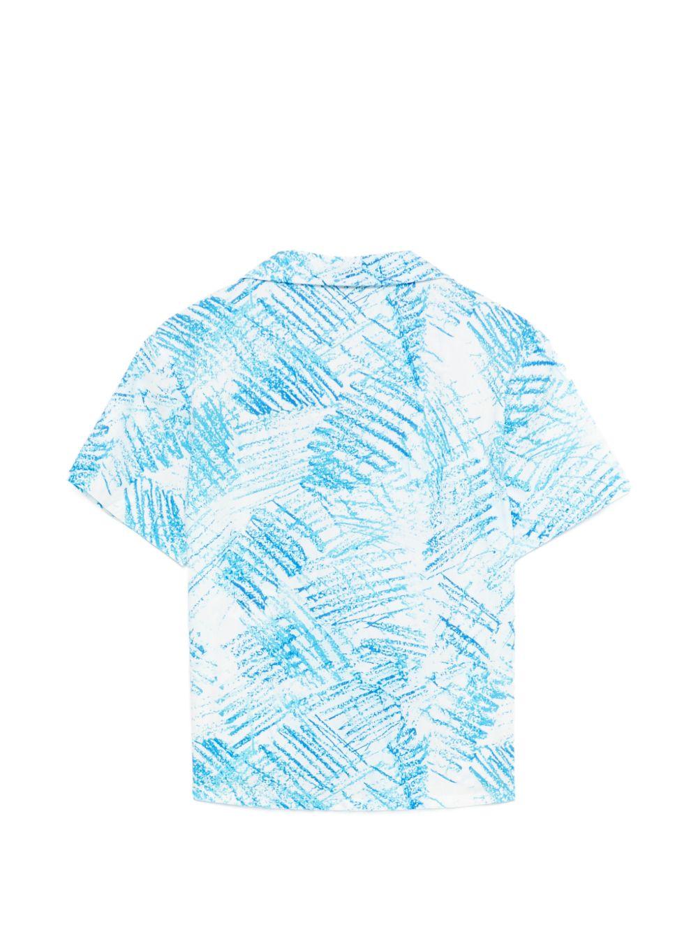 Camicia per bambino MSGM Kids azzurra con stampa grafica all-over S6MSJUSI140 MS071 MSGM KIDS 