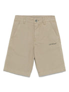 Bermuda con logo per bambino Off-White Kids verde con due tasche posteriori OBCB00BS25FAB001 6310 OFF WHITE KIDS 