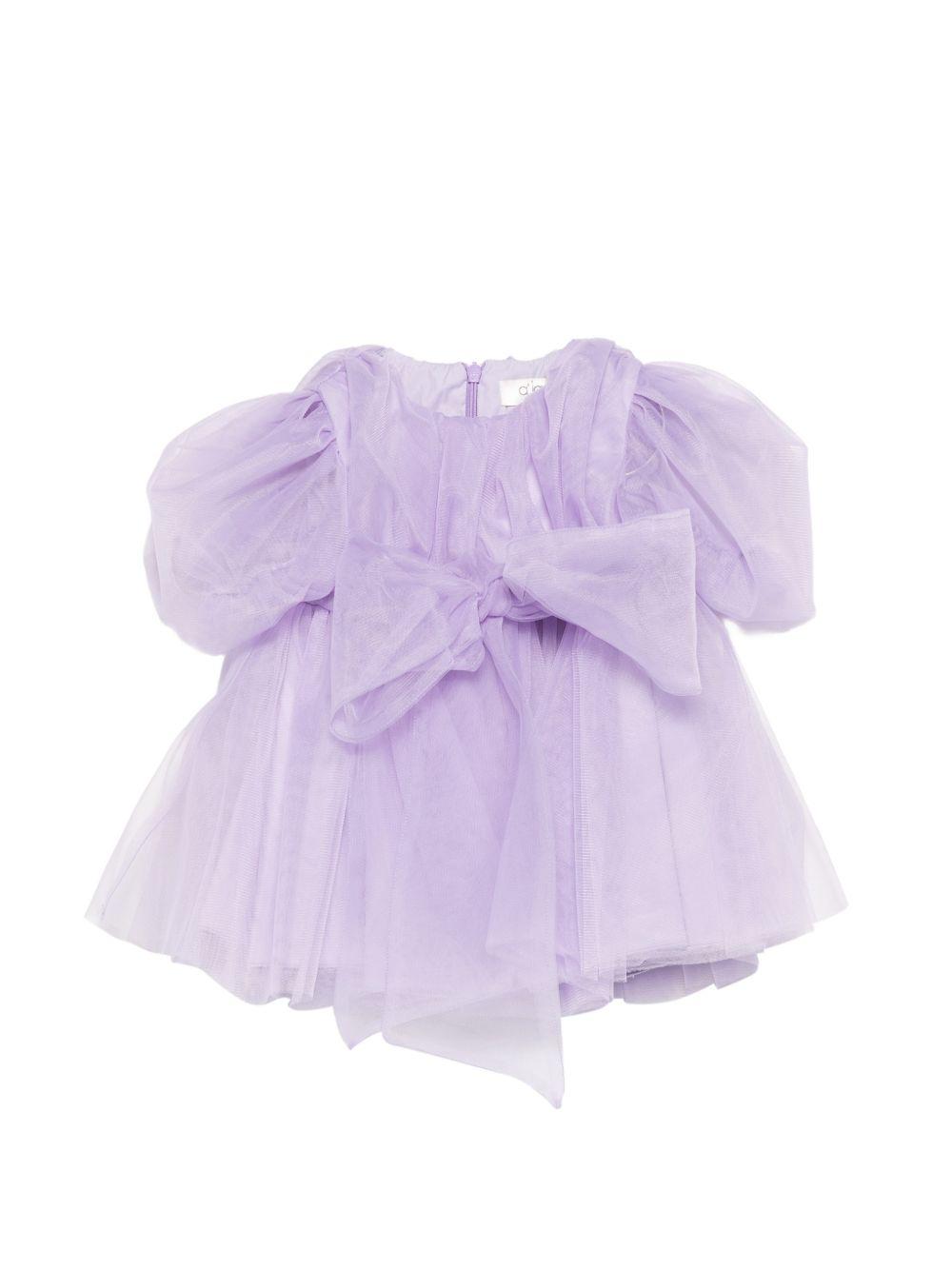 Abito per neonata Alapage lilla con maniche a sbuffo AL54 LILLA A'LAPAGE KIDS 
