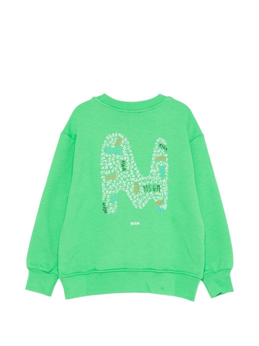 Felpa per bambini MSGM Kids verde con logo sul davanti S6MSJBSW237 MS006 MSGM KIDS 
