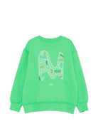 Felpa per bambini MSGM Kids verde con logo sul davanti S6MSJBSW237 MS006 MSGM KIDS 