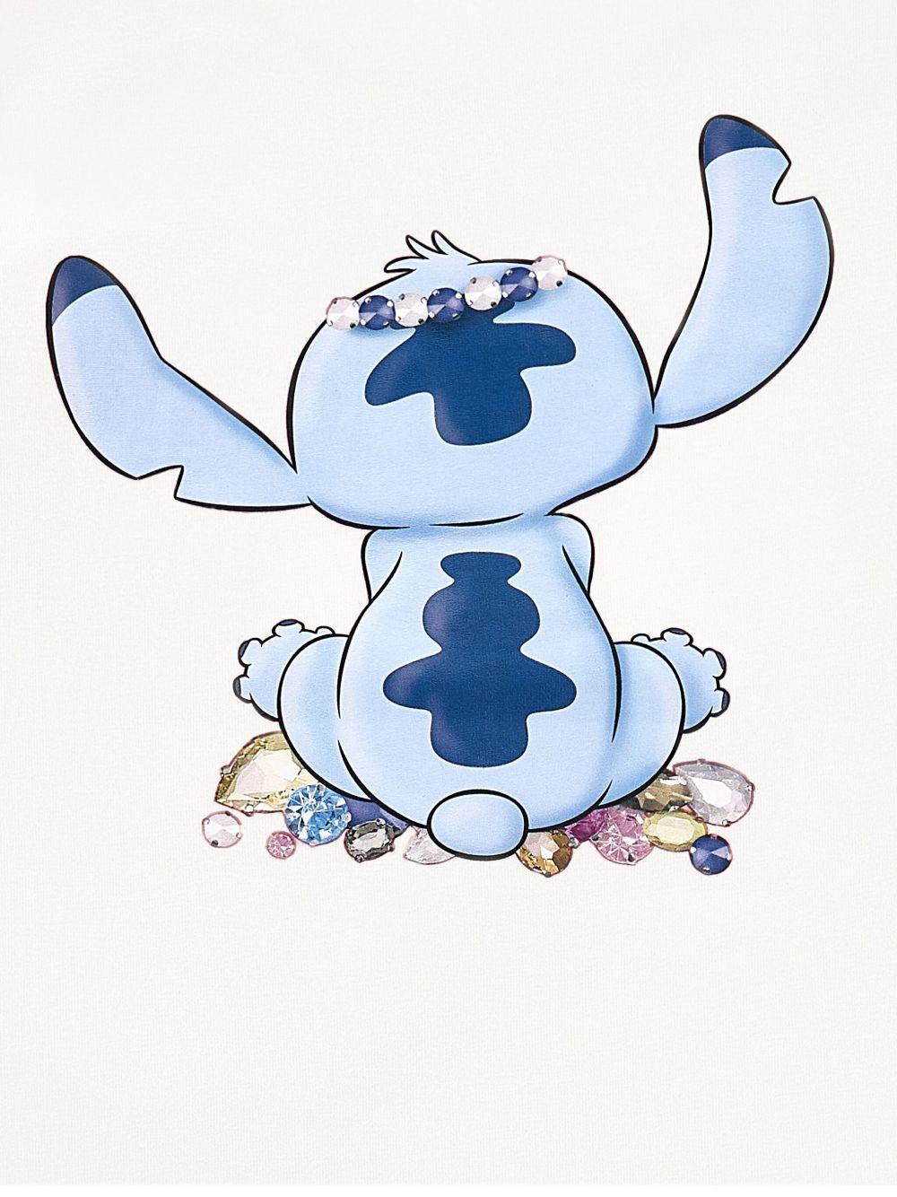 T-shirt per bambina Disney x Monnalisa bianco con stampa grafica Stitch 19F610 6013 0001 MONNALISA 