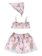 Set top, gonna e fascia per capelli per neonata Monnalisa rosa con motivo a fiori 39G023 7054 0090 MONNALISA KIDS 