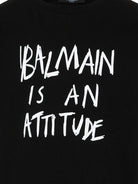 T-shirt per bambino Balmain Kids nera con scritta sul davanti BZ8H01 Z3672 930BC BALMAIN KIDS 
