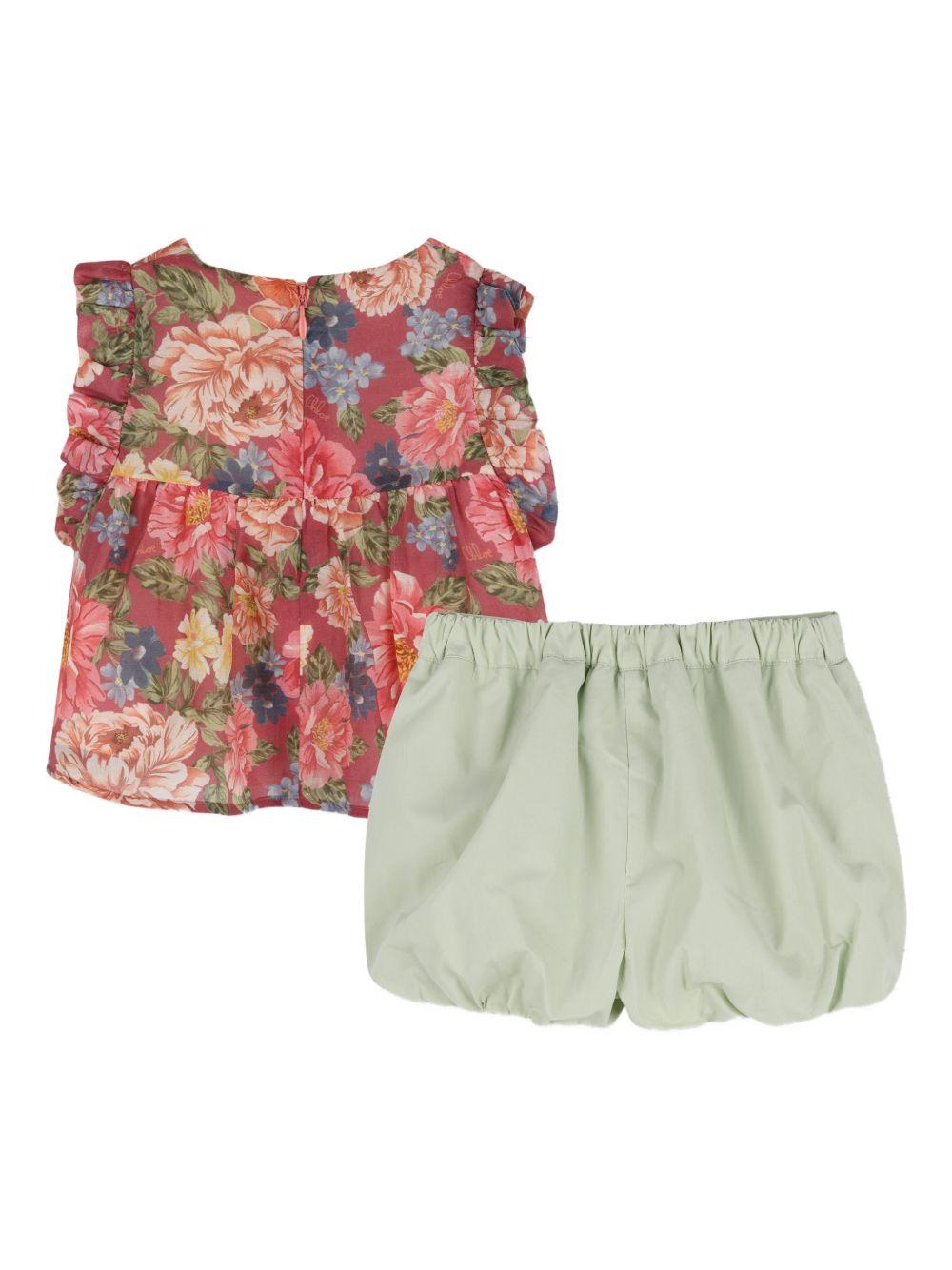 Completo per neonata Chloé Kids multicolore con stampa a fiori C20898 46Y CHLOE' KIDS 