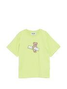 T-shirt per bambini Moschino Kids verde con stampa Teddy Bear sul davanti HYM03SLFA07 30355 MOSCHINO KIDS 